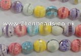 CAG5706 15 inches 8mm faceted round tibetan agate beads wholesale