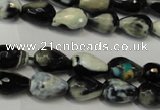 CAG5710 15 inches 8*12mm faceted teardrop fire crackle agate beads