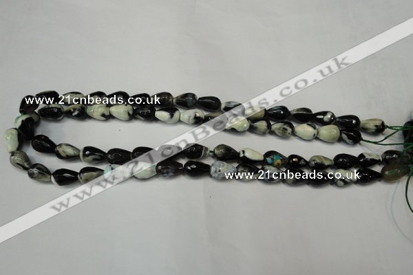 CAG5710 15 inches 8*12mm faceted teardrop fire crackle agate beads