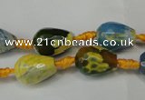 CAG5716 15 inches 10*14mm faceted teardrop fire crackle agate beads