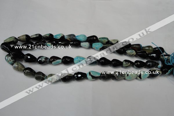 CAG5717 15 inches 10*14mm faceted teardrop fire crackle agate beads