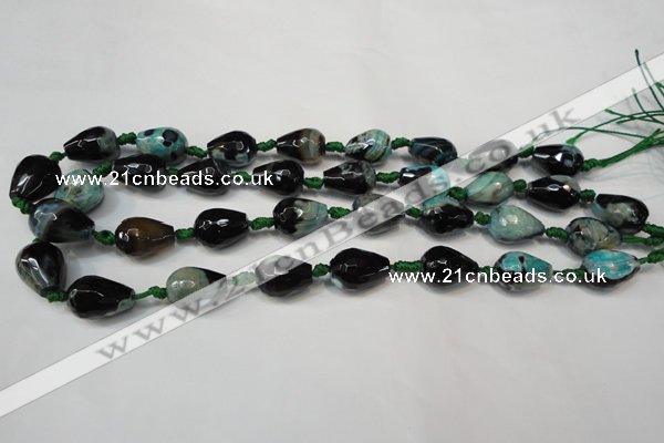 CAG5722 15 inches 12*16mm faceted teardrop fire crackle agate beads