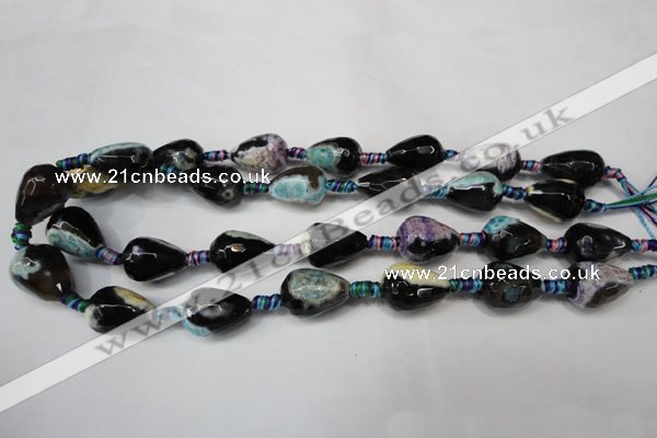 CAG5727 15 inches 13*18mm faceted teardrop fire crackle agate beads