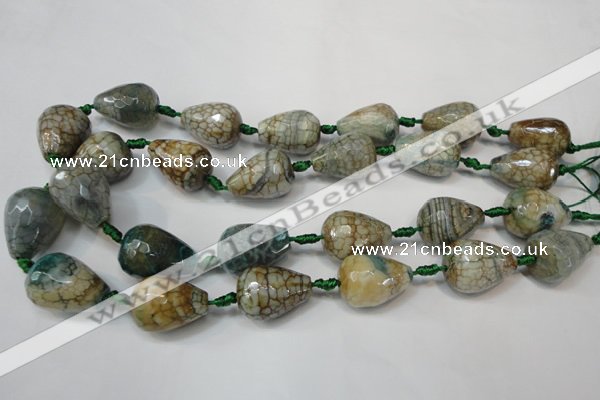 CAG5731 15 inches 15*20mm faceted teardrop fire crackle agate beads