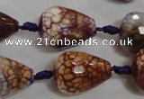 CAG5732 15 inches 15*20mm faceted teardrop fire crackle agate beads