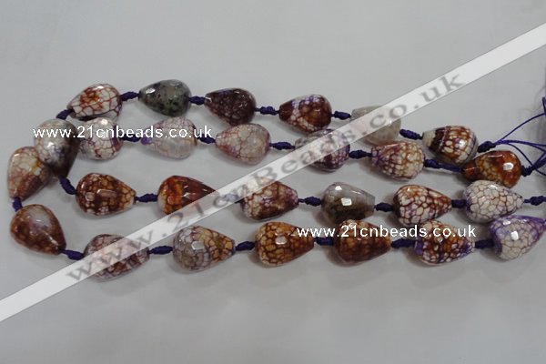 CAG5732 15 inches 15*20mm faceted teardrop fire crackle agate beads