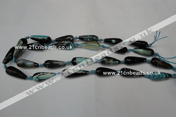 CAG5760 15 inches 10*30mm faceted teardrop fire crackle agate beads