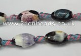 CAG5772 15 inches 8*12mm faceted rice fire crackle agate beads