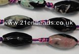 CAG5777 15 inches 10*20mm faceted rice fire crackle agate beads