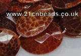 CAG578 15.5 inches 30*40mm faceted oval natural fire agate beads