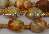 CAG5780 15 inches 12*16mm faceted rice fire crackle agate beads