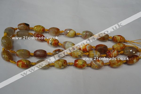 CAG5780 15 inches 12*16mm faceted rice fire crackle agate beads