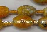 CAG5790 15 inches 13*18mm faceted rice fire crackle agate beads