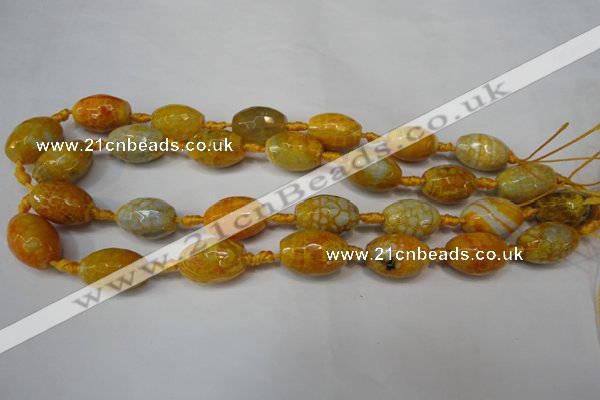 CAG5790 15 inches 13*18mm faceted rice fire crackle agate beads