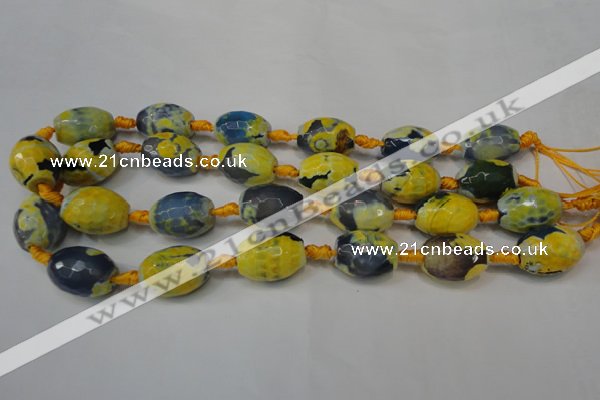 CAG5800 15 inches 15*20mm faceted rice fire crackle agate beads