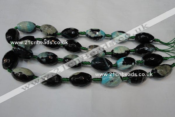 CAG5801 15 inches 15*20mm faceted rice fire crackle agate beads