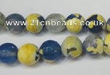 CAG5805 15 inches 10mm faceted round fire crackle agate beads