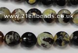 CAG5806 15 inches 10mm faceted round fire crackle agate beads