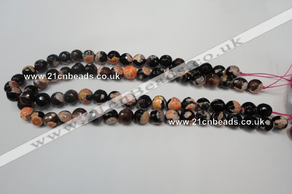 CAG5808 15 inches 10mm faceted round fire crackle agate beads