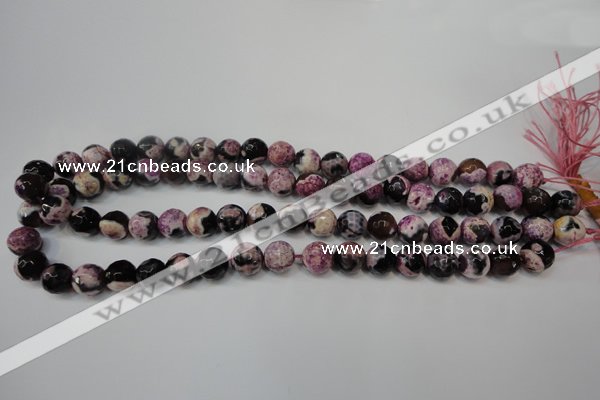 CAG5809 15 inches 10mm faceted round fire crackle agate beads