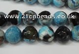 CAG5812 15 inches 10mm faceted round fire crackle agate beads