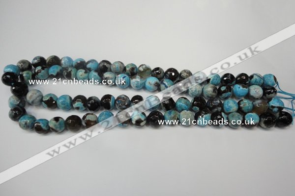 CAG5812 15 inches 10mm faceted round fire crackle agate beads