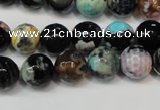 CAG5813 15 inches 10mm faceted round fire crackle agate beads