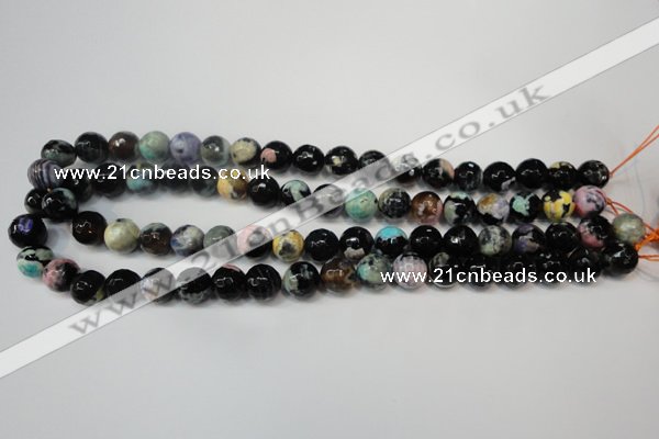 CAG5813 15 inches 10mm faceted round fire crackle agate beads