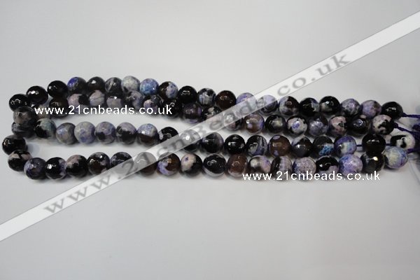 CAG5814 15 inches 10mm faceted round fire crackle agate beads