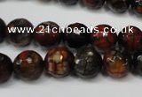 CAG5816 15 inches 10mm faceted round fire crackle agate beads