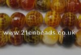 CAG5817 15 inches 10mm faceted round fire crackle agate beads