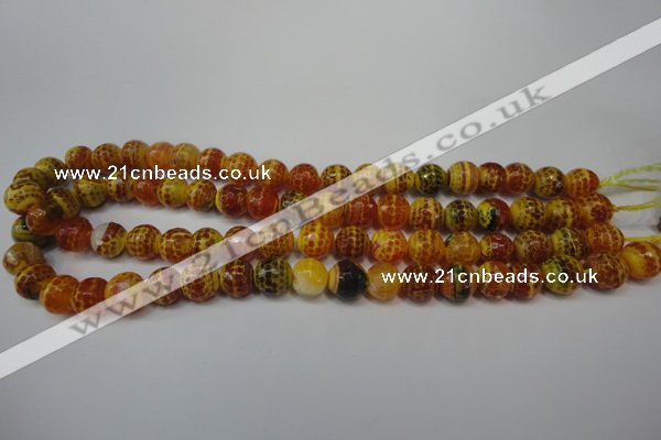 CAG5817 15 inches 10mm faceted round fire crackle agate beads