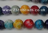 CAG5818 15 inches 10mm faceted round fire crackle agate beads