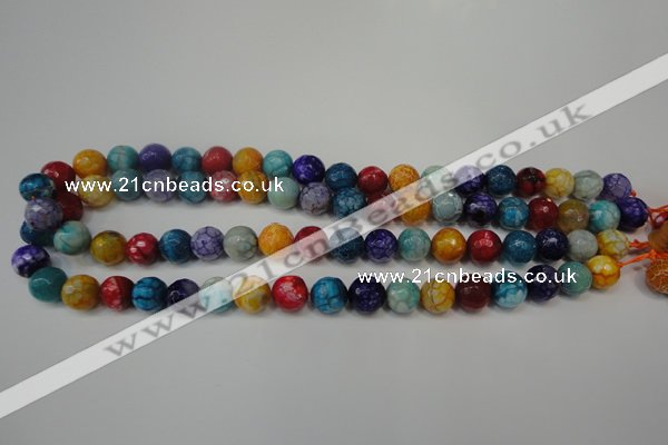 CAG5818 15 inches 10mm faceted round fire crackle agate beads