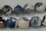 CAG5821 15 inches 12mm faceted round fire crackle agate beads