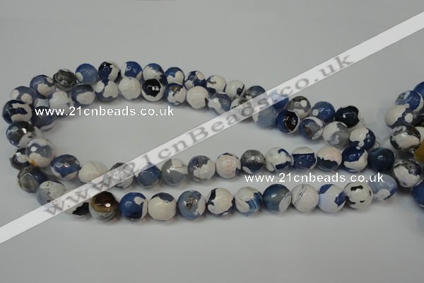 CAG5821 15 inches 12mm faceted round fire crackle agate beads