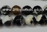 CAG5823 15 inches 12mm faceted round fire crackle agate beads