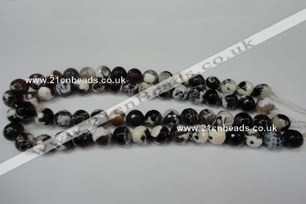 CAG5823 15 inches 12mm faceted round fire crackle agate beads