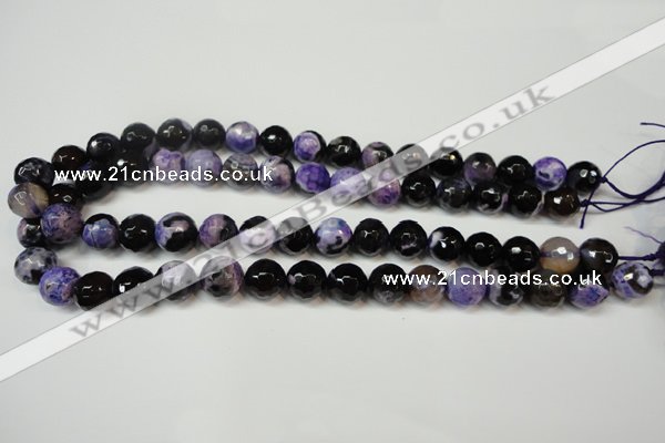 CAG5824 15 inches 12mm faceted round fire crackle agate beads