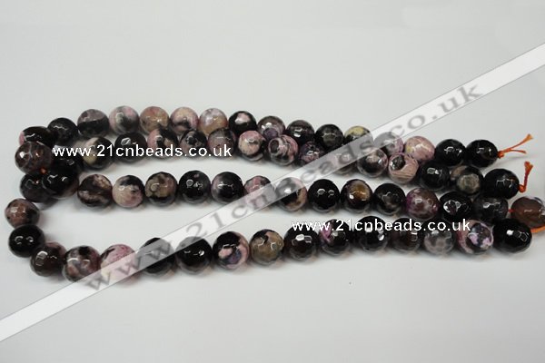 CAG5825 15 inches 12mm faceted round fire crackle agate beads