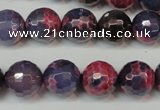 CAG5826 15 inches 12mm faceted round fire crackle agate beads