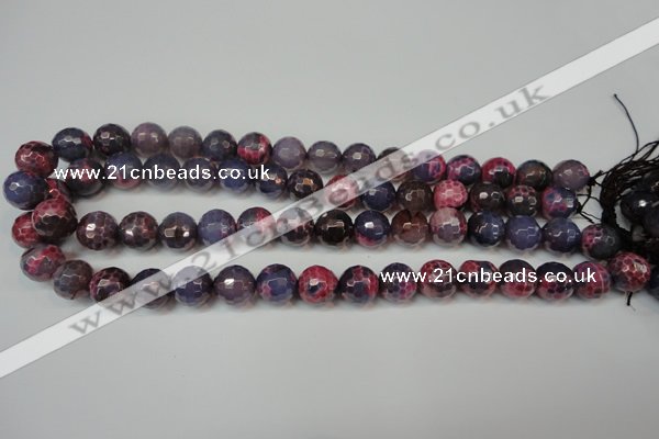 CAG5826 15 inches 12mm faceted round fire crackle agate beads