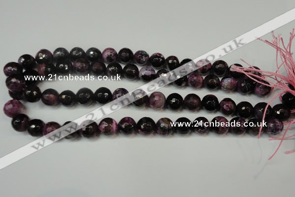 CAG5827 15 inches 12mm faceted round fire crackle agate beads