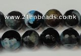 CAG5829 15 inches 12mm faceted round fire crackle agate beads