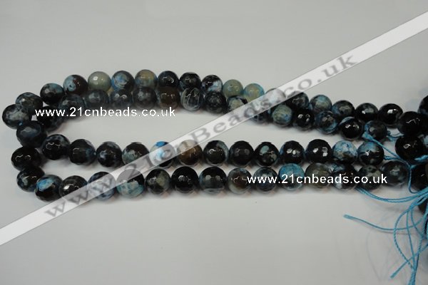 CAG5829 15 inches 12mm faceted round fire crackle agate beads