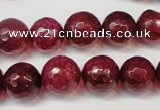 CAG5832 15 inches 12mm faceted round fire crackle agate beads