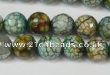 CAG5833 15 inches 12mm faceted round fire crackle agate beads