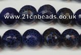 CAG5835 15 inches 12mm faceted round fire crackle agate beads