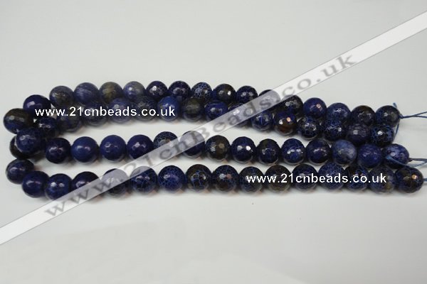 CAG5835 15 inches 12mm faceted round fire crackle agate beads