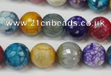 CAG5836 15 inches 12mm faceted round fire crackle agate beads